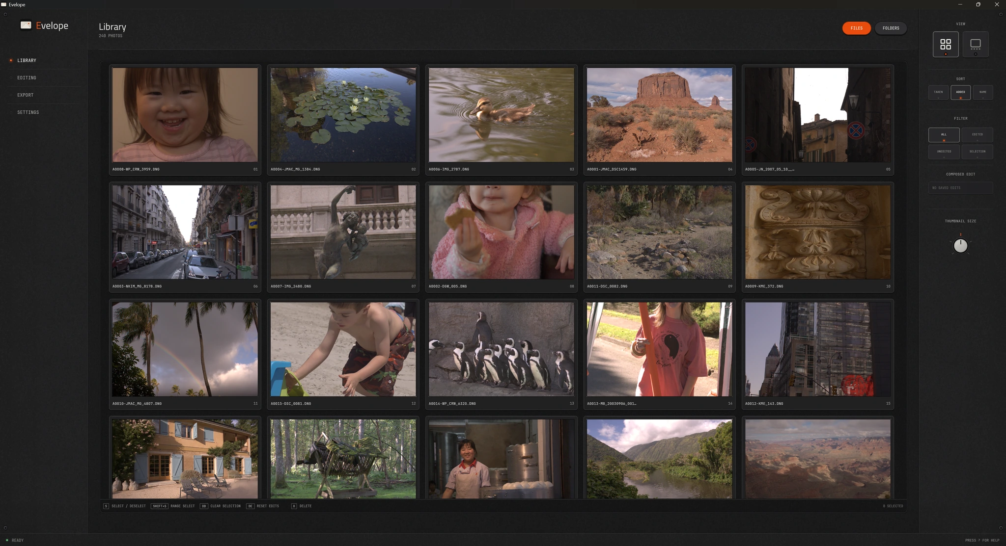 Evelope library grid